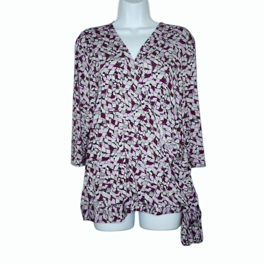 Women's Lane Bryant Blouse, Size 18/20, Purple Geometric Pattern